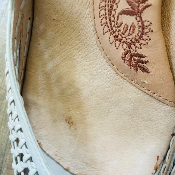 Söfft Leather Peep Toe Heels Size 9M | Woven Cutout Detail | Cream Beige Comfort - Picture 5 of 10